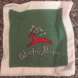 Embroidered reindeer christmas napkin holiday